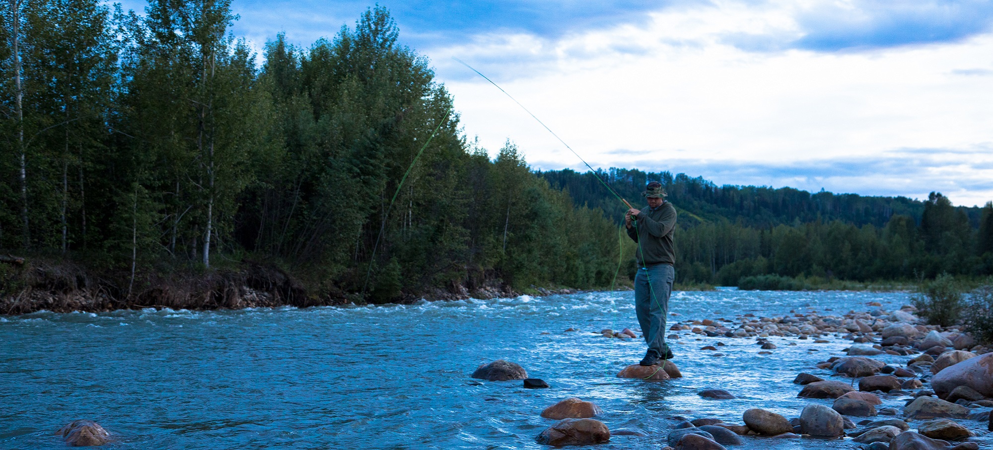 Wideshot of river fishing in Northern BC.